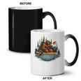 Bigfoot Kayak Paddling Lake Canoe Bigfoot Sasquatch Kayaking Coffee Color Changing Mug, trending gift