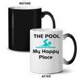 The Pool Is My Happy Place Swimming Quote Coffee Color Changing Mug, trending gift The Pool Is My Happy Place Swimming Quote Coffee Color Changing Mug, trending gift