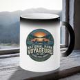 National Park Voyageurs Retro Sunset Canoe Paddling Badge Coffee Color Changing Mug