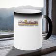Trendy Canoe Silhouette Colourful Landscape Raglan Baseball Tee Coffee Color Changing Mug