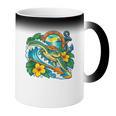 Green Sea Turtle Surfs Past a Canoe Paddle Sleeveless Coffee Color Changing Mug