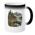 Lakeside Canoe Cabin Escape Scene Raglan Baseball Tee Coffee Color Changing Mug