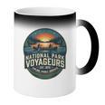 National Park Voyageurs Retro Sunset Canoe Paddling Badge Coffee Color Changing Mug