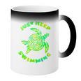 Sea Turtle Just Keep Swimming Ocean Beach Vacation Coffee Color Changing Mug