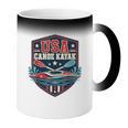 USA Canoe Kayak Paddling American Flag Emblem Coffee Color Changing Mug