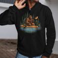 Bigfoot Kayak Paddling Lake Canoe Bigfoot Sasquatch Kayaking Zip Up Hoodie