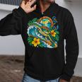 Green Sea Turtle Surfs Past a Canoe Paddle Sleeveless Zip Up Hoodie
