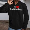 I LOVE HEART SWIMMING Zip Up Hoodie