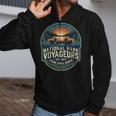 National Park Voyageurs Retro Sunset Canoe Paddling Badge Zip Up Hoodie