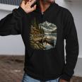 Women's Lakeside Canoe Cabin Escape Scene Zip Up Hoodie