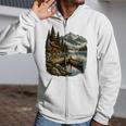 Lakeside Canoe Cabin Escape Scene Zip Up Hoodie Lakeside Canoe Cabin Escape Scene Zip Up Hoodie