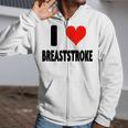 I Love Breaststroke Heart Swim Swimmer Pool Swimming Zip Up Hoodie