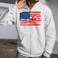Vintage American Flag Swim Team Swimmer Funny Swimming Gift Zip Up Hoodie