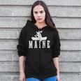 Maine Canoe Kayak Moose USA America Souvenir Zip Up Hoodie