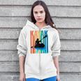Kayaking Kayak Retro Art Canoe Raglan Baseball Tee Zip Up Hoodie