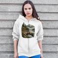 Lakeside Canoe Cabin Escape Scene Zip Up Hoodie Lakeside Canoe Cabin Escape Scene Zip Up Hoodie