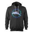 Swimming Dolphin Maori Sun Tribal Waves 2-Sided Zip Up Hoodie, trending gift