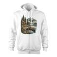 Lakeside Canoe Cabin Escape Scene Zip Up Hoodie, trending gift Lakeside Canoe Cabin Escape Scene Zip Up Hoodie, trending gift