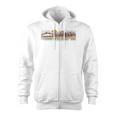 Trendy Canoe Silhouette Colourful Landscape Raglan Baseball Tee Zip Up Hoodie, trending gift