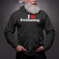 I LOVE HEART SWIMMING Zip Up Hoodie