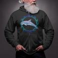 Swimming Dolphin Maori Sun Tribal Waves 2-Sided Zip Up Hoodie