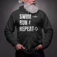 Swimrun Endurance Sports Swimming Running Swim Run Zip Up Hoodie