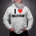 I Love Breaststroke Heart Swim Swimmer Pool Swimming Zip Up Hoodie