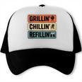 Grillin' Chillin' Refillin' Retro BBQ Dad Trucker Cap, trending gift