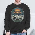 National Park Voyageurs Retro Sunset Canoe Paddling Badge Sweatshirt Gifts for Old Men
