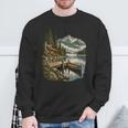 Women's Lakeside Canoe Cabin Escape Scene Sweatshirt Gifts for Old Men Women's Lakeside Canoe Cabin Escape Scene Sweatshirt Gifts for Old Men