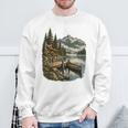 Lakeside Canoe Cabin Escape Scene Raglan Baseball Tee Sweatshirt Gifts for Old Men Lakeside Canoe Cabin Escape Scene Raglan Baseball Tee Sweatshirt Gifts for Old Men