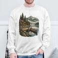 Lakeside Canoe Cabin Escape Scene Sweatshirt Gifts for Old Men