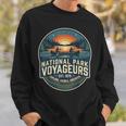 National Park Voyageurs Retro Sunset Canoe Paddling Badge Sweatshirt Gifts for Him