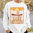 Lake Ontario Canoe Fishing Light House Sunset Retro Raglan Baseball Tee Sweatshirt Gifts for Him