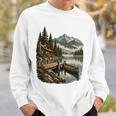 Lakeside Canoe Cabin Escape Scene Sweatshirt Gifts for Him