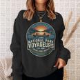 National Park Voyageurs Retro Sunset Canoe Paddling Badge Sweatshirt Gifts for Her