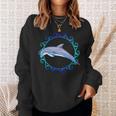 Swimming Dolphin Maori Sun Tribal Waves 2-Sided Sweatshirt Gifts for Her