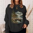 Women's Lakeside Canoe Cabin Escape Scene Sweatshirt Gifts for Her Women's Lakeside Canoe Cabin Escape Scene Sweatshirt Gifts for Her