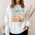 Eat Sleep Canoe Repeat Vintage Canoeing Canoeist Men Boys Raglan Baseball Tee Sweatshirt Gifts for Her
