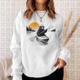 Kayaking Bear Retro Sunset Paddling Canoe Outdoor Adventure Sweatshirt Gifts for Her