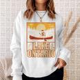 Lake Ontario Canoe Fishing Light House Sunset Retro Raglan Baseball Tee Sweatshirt Gifts for Her