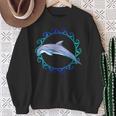 Swimming Dolphin Maori Sun Tribal Waves 2-Sided Sweatshirt Gifts for Old Women