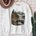 Lakeside Canoe Cabin Escape Scene Sweatshirt Gifts for Old Women