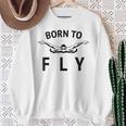 Swimmer Swim Team Born To Fly Butterfly Stroke Swimming Sweatshirt Gifts for Old Women