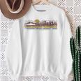 Trendy Canoe Silhouette Colourful Landscape Raglan Baseball Tee Sweatshirt Gifts for Old Women