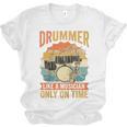 Drummer Like a Musician Only On Time Vintage Sunset Drum Kit Raglan Baseball Tee Unisex Jersey T-Shirt, trending gift