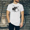 Drum Kit Drummer Band Musical Instrument Rock Music Raglan Baseball Tee Unisex Jersey T-Shirt