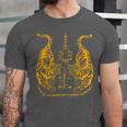 Awesome Orange Double Tiger Muay Thai Sak Yant Unisex Jersey T-Shirt