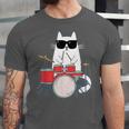 Cat Wearing Sunglasses Playing Drums Drum Kit Musician Unisex Jersey T-Shirt Cat Wearing Sunglasses Playing Drums Drum Kit Musician Unisex Jersey T-Shirt
