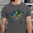 Drum Kit Percussionist Drummer Van Gogh Alien Playing Drums Unisex Jersey T-Shirt